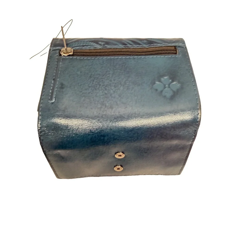 PATRICIA NASH CAMETTI Leather Trifold Wallet Clutch TOOLED‎ BLUE FLORAL NWTS